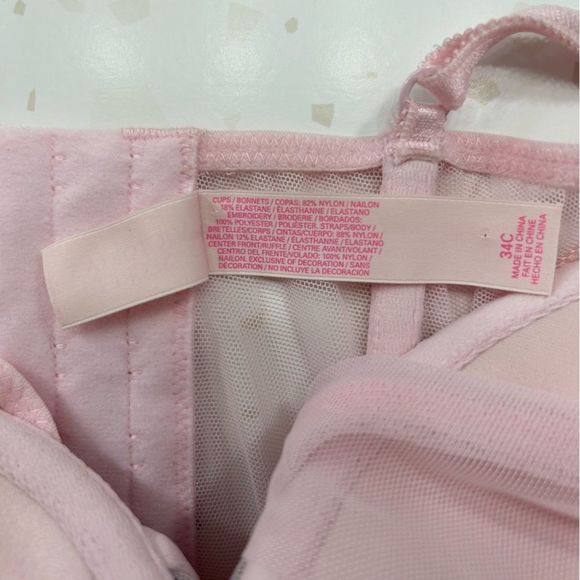 Victorias Secret Pink Corset Mesh Bustier Rhinestone Lingerie 34C - Picture 9 of 11